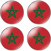 HSQCEZ 4 Pcs Morocco Flag Pin Round 1 Inch, Lapel Pins Souvenir Badge for Hat Clothes Backpack,Moroccan Flag Brooch Accessories Party Favors,Patriotic Pin Accessories for Men/Women