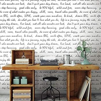 RoomMates Black Dream Big Script Peel and Stick Wallpaper
