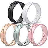 Rinfit Silicone Rings for Women 6mm Wide, 2mm Thick and Men 9mm Wide, 2.2mm Thick - Rubber Wedding Bands - 4Love Collection Patented Design