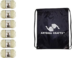 Bernat Knitting Yarn Satin Solid Silk 6-Skein Factory Pack (Same Dyelot) 164104-4007 Bundle with 1 Artsiga Crafts Project Bag