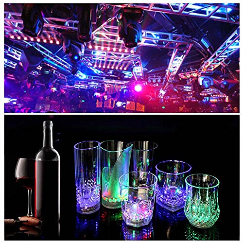 Transer Distinctive Flashing Led Wine Glass Light Up Barware Drink Cup Party Wedding (C, Clear)
