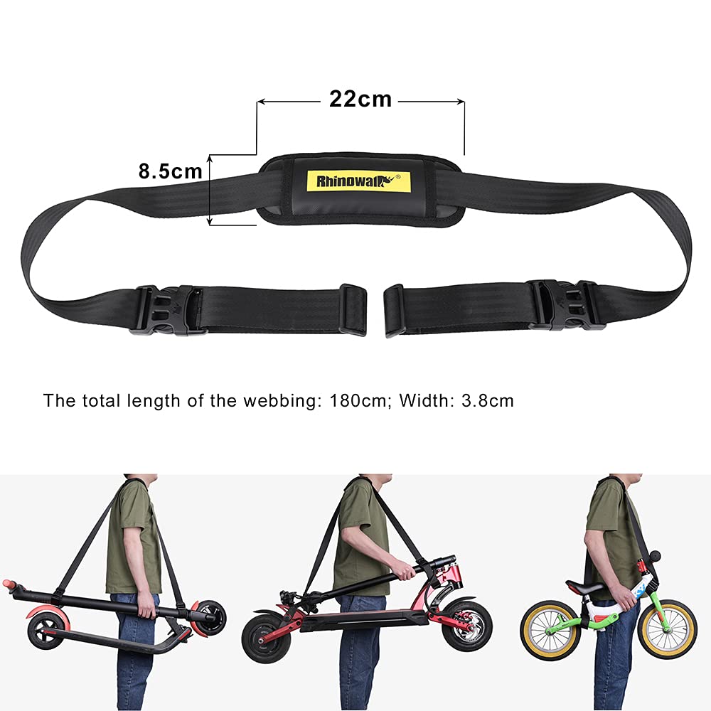 Rhinowalk Scooter Shoulder Strap Adjustable Kick Scooter Carrying Strap with Shoulder Pad for Electric Scooter Foldable Bicycle Kids Bikes