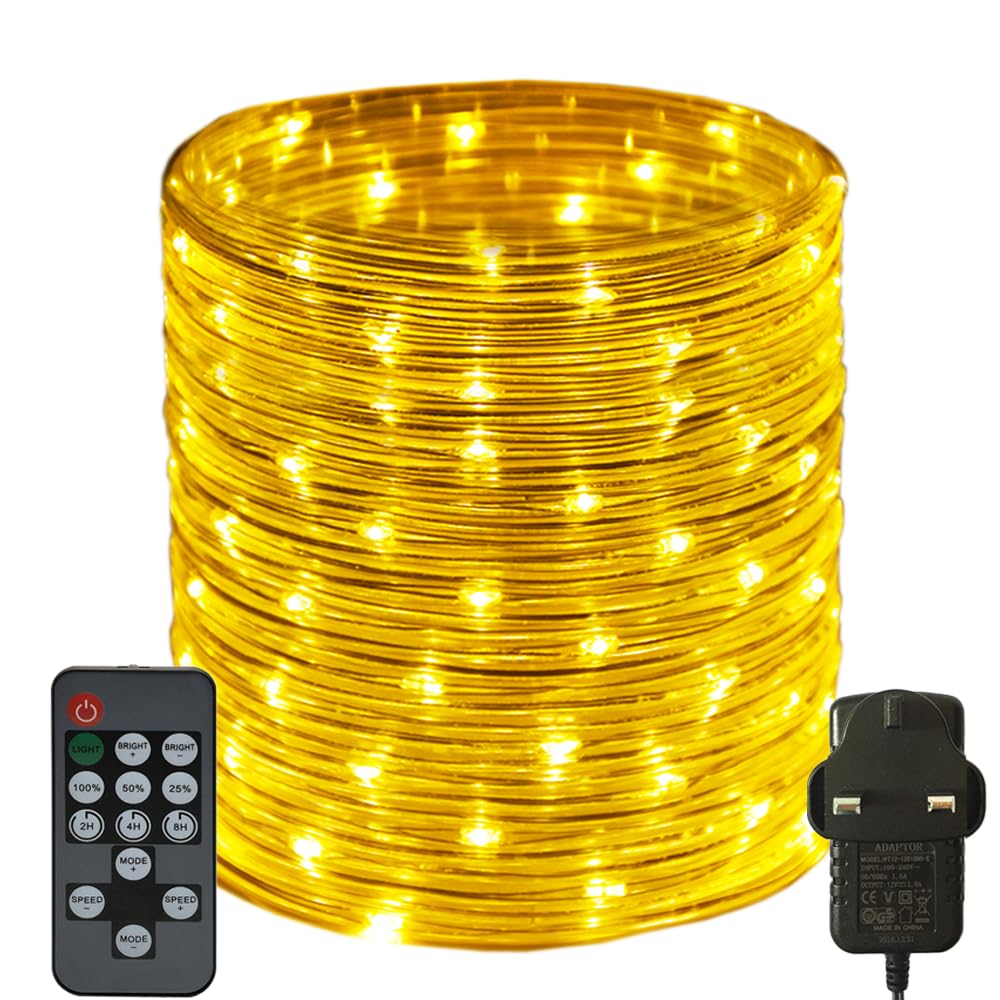 RcStarry 30M/100FT 300 LED Dia 3MM Rope/Wire Lights Warm White, Dimmable Indoor/Outdoor IP67 Waterproof Fairy Lights Plug in with Remote for Garden, Patio, Deck, Landscape Lighting, Bedroom and More