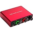 USB Audio Interface 24Bit/192kHz with 48V Phantom Power Works with Most DAWs and Recording Software, USB Audio Interface Perfect for Podcasting, Recording and Live streaming
