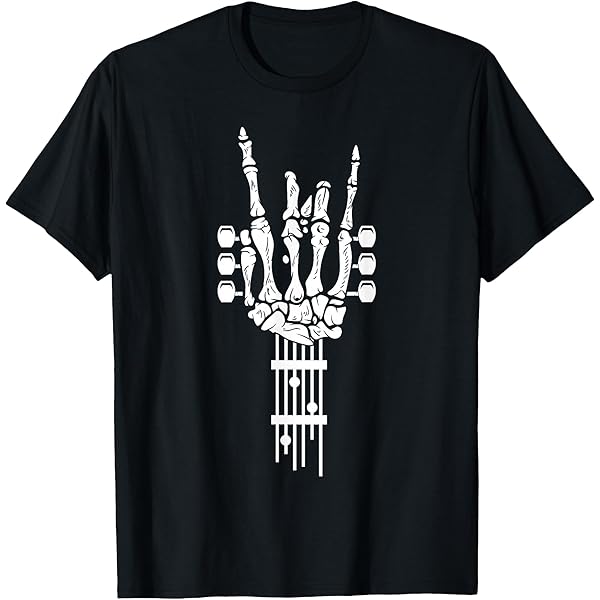 Amazon.com: Skeleton Hand Shirt | Devil Horns Rock Hand Gesture