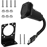 Anxingo Trailer Plug Adapters with Mounting Bracket, 4-Way Flat Truck to 7-Way Blade Trailer Light Adapter Reverse Plug Conne