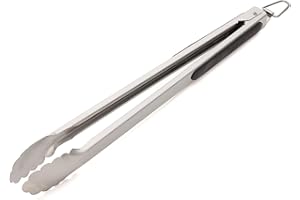Cuisinart 16-Inch Silver Modern Brushed Stainless Steel Locking Grill Tongs