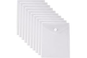 YESSART 8.5 x 11 Vertical Clear Letter Sized Plastic Envelopes Document File Storage Holder 10 Pack Hook Loop Closure
