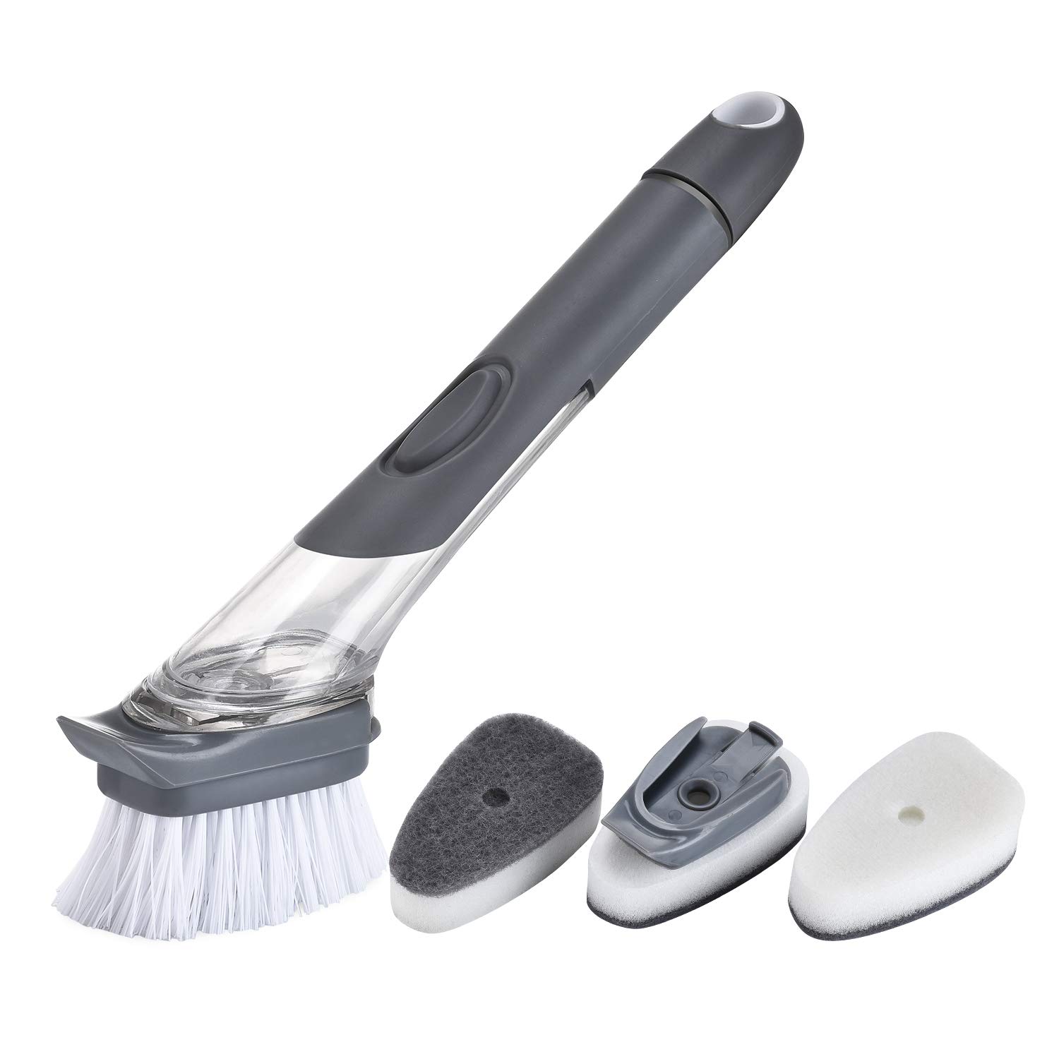 CQT Spazzola Per Piatti Con Dispenser Di Sapone - Set Con 1 Spazzola E 2 Ricariche, Per Pentole, Lavello E Cucina - 3