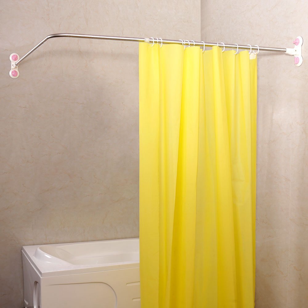 Baoyouni Curved Shower Curtain Rod Suction Cups L Shaped Corner