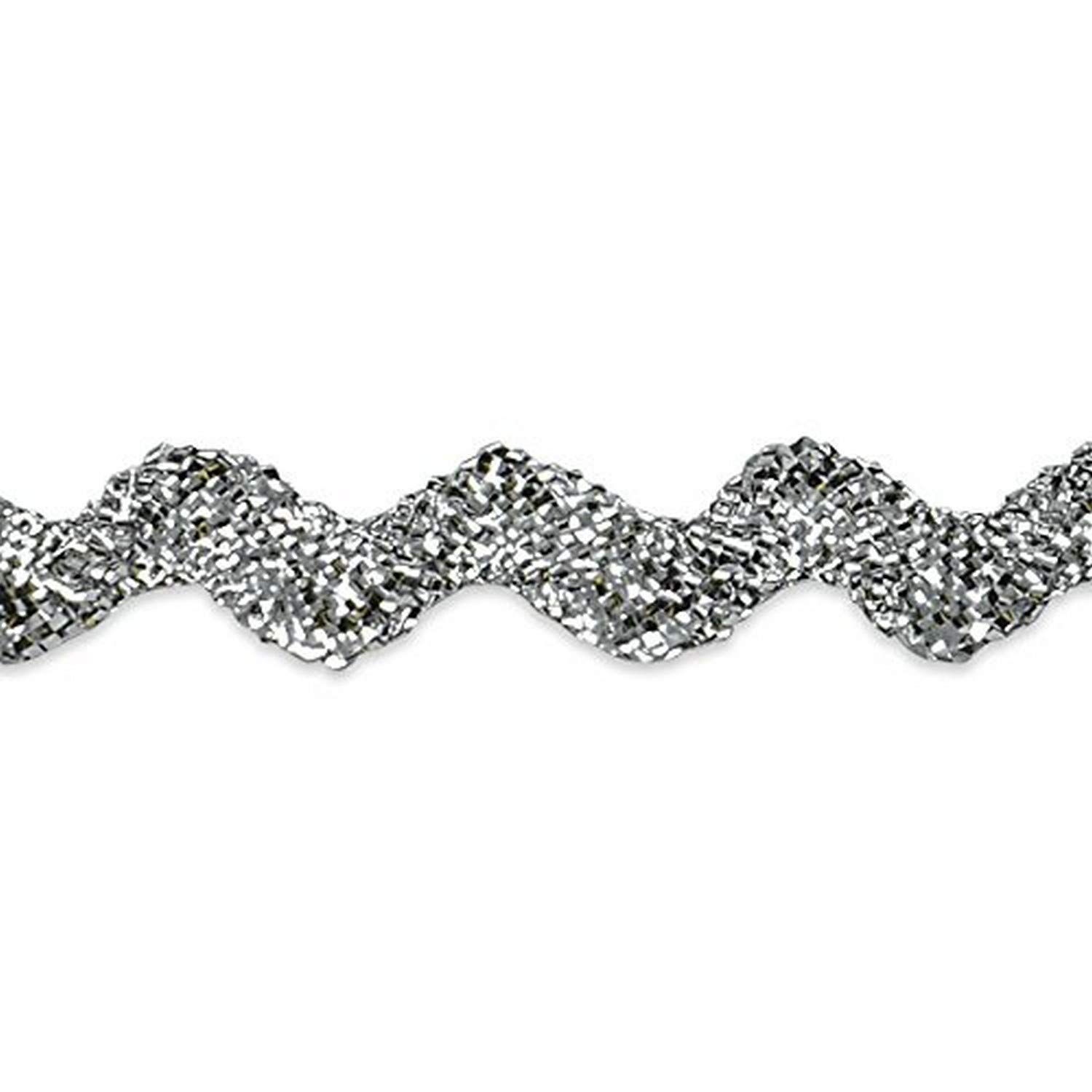 Expo International 1/2-Inch 36-Yard RIC Rac Trim Embellishment, Medium, Metallic Silver
