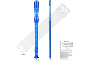 Everjoys Soprano Recorder for Beginners Students in School - German Style C Key 8 Hole Flute Detachable 3pcs Crystal Music Recorder w/Cleaning Rod,Bag and Fingering Chart