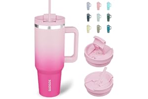 BJPKPK 40oz Stainless Steel Insulated Tumbler With Handle And Lid Straw Travel Coffee Mug Thermal Cup,Cherry Blossom