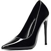 Elisabet Tang Women Pumps 12cm/4.7 Inch Stiletto Heels Pumps Pointed Toe Patent Leather Slip On High Heel Evening Party Dress Shoes