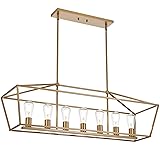 VINLUZ Gold Chandelier, Modern 7 Lights Metal Light