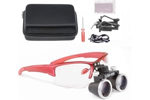 ORILAO Loupes 2.5X 3.5X Magnification Binocular Magnifier Optical Glass Lens (3.5X, Red)