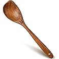 Wooden Spoons for Cooking, Natural Premium Teak Wood Corner Spoon, Good Grip Large Wooden Spoons and Wooden Spatula, Heat Res