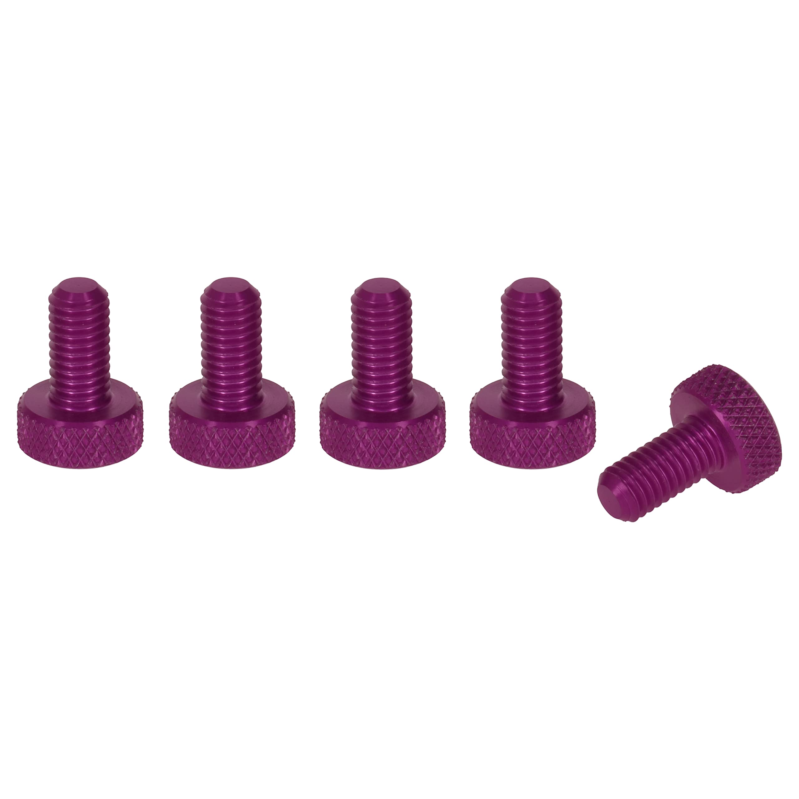 PrecisionGeek M5 x 10 mm Flat Knurled Thumb Screws – Purple Aluminium – Set of 5 – Tool-Free Fastening