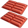 Webake Twinkie Cake Pan Silicone Eclair Mold, 2-Pack Finger Shaped Molds Cylinder Silicone Trays for Baking, Soap, Resin, Cho