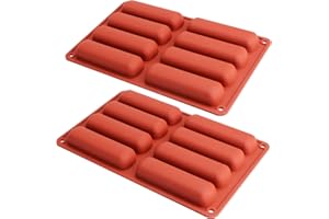 Webake Twinkie Cake Pan Silicone Eclair Mold, 2-Pack Finger Shaped Molds Cylinder Silicone Trays for Baking, Soap, Resin, Chocolate Bar