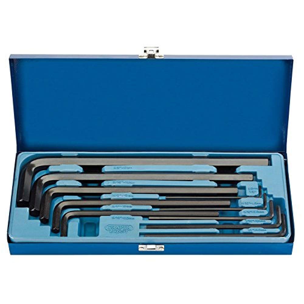 Draper 33895 Expert Metric Extra Long Pattern Hexagon Key Set, 10 Pieces , Blue