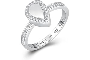 ACJNA 925 Sterling Silver Cremation Rings Teardrop Ash Memorial Urn Ring Hold Ashes Engraved Always in my heart Cremation Jewelry