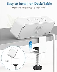 Desk Clamp Power Strip with PD 20W USB C, Desktop