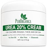 PurOrganica Urea Cream 20% &ndash; Made in USA, Maximum Strength Foot Cream for Dry, Cracked Heels, Corns, Calluses &amp; Rough Feet, Exfoliating Moisturizer