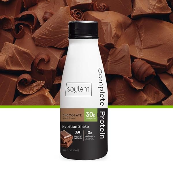 SOYLENT COMPLETE PROTEIN SHAKE, CHOCOLATE, 30G PROTEIN, VEGAN, DAIRY FREE AND 0G SUGAR, READY TO DRINK PROTEIN DRINKS, 11OZ (12 PACK)