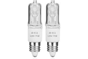 CATO-WDJ JDE11 120v 75w, E11 Bulb, T4 E11 Mini Candelabra Base, 2700K Warm White Dimmable Halogen Bulb for Ceiling Fan Light, Chandeliers, Cabinet Lighting, Table Lamps(2 Pack)