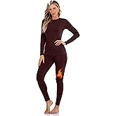 Sampeel Thermal Underwear for Women Long Johns with Fleece Lined Long Sleeve Shirt Legging Lounge Set Cold Weather Top Bottom