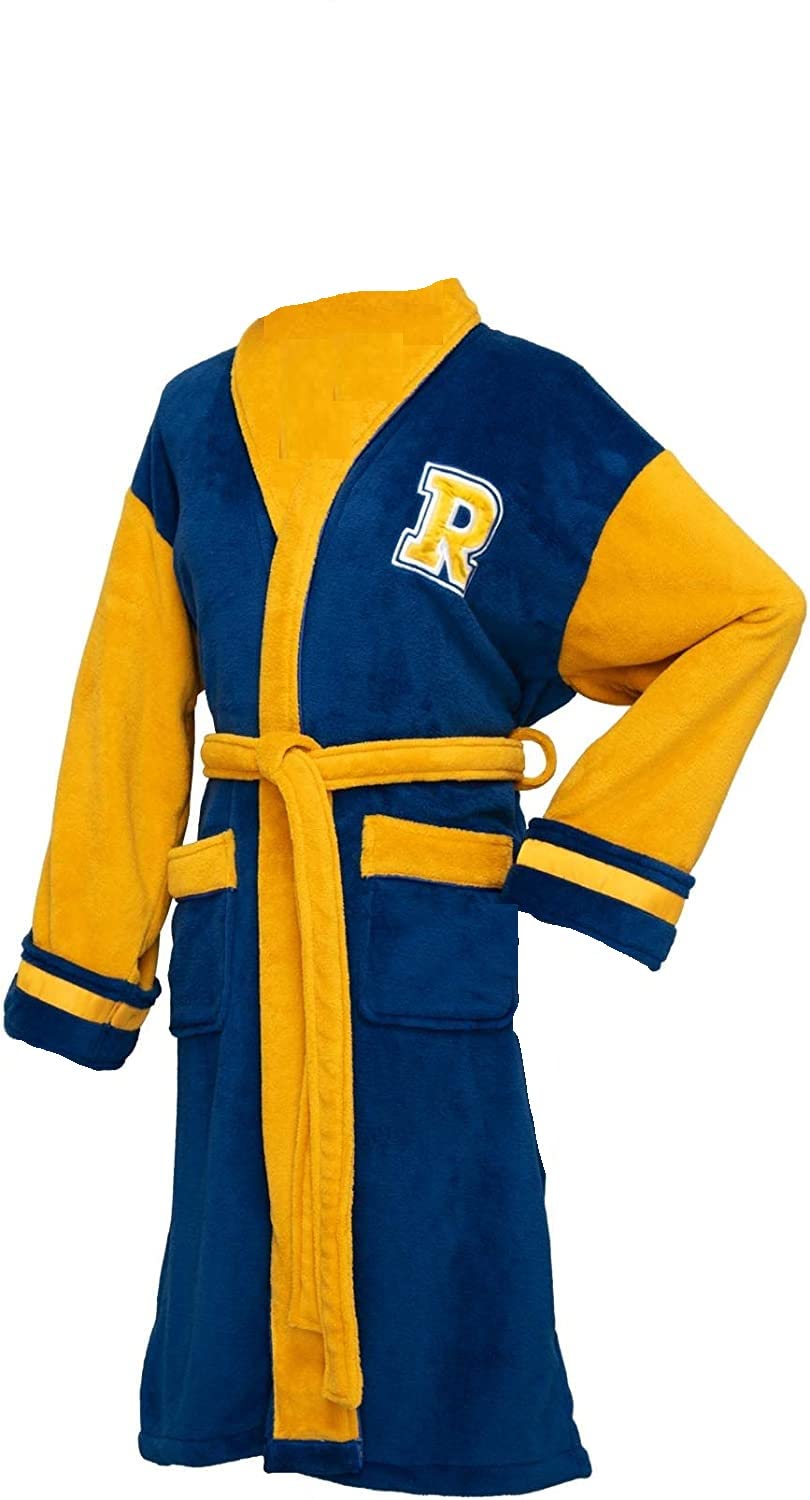Riverdale Groovy Uk Archie Bomber' Ladies Fleece Hoodless Bathrobe, Blue/Yellow