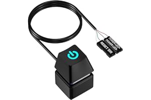 Computer Power Switch, PC Power Button External, Computer Desktop Switch with LED Light, 1.8 m Extension Cable, Replacement o