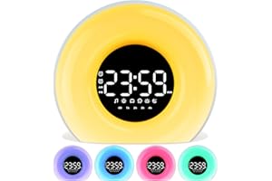 OrangeLight Wake Up Light Sunrise Alarm Clock for Bedroom Sunrise Sunset Simulation 25 Natural Sounds 13 Colors Light Dual Alarms and Snooze Function Sleep Aid for Heavy Sleepers Kids Adults (White)