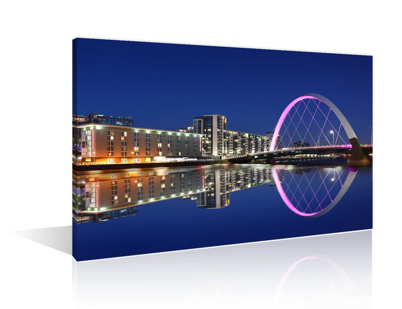 TISHIRON Living Room Wall Decorations Glasgow United Kingdom Decor River Clyde Pictures for Bedroom 1 Piece Glasgow Clyde Arc Canvas Wall Art Home Decor Framed Stretched Ready to Hang (16''Wx 24''H)
