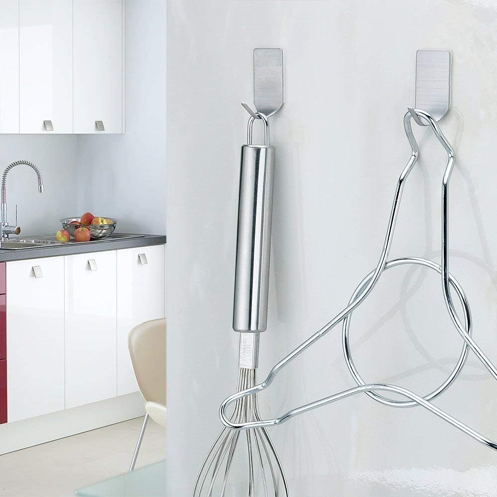 Small Adhesive Hooks Hat Organizer Hooks Wall Hangers Stainless Steel Ultra Strong Wall Rack Hooks for Hanging Hats, Caps, Keys, Kitchen Utensils- Kitchen, Bathroom, Cabinet-20 Packs: Home & Kitchen