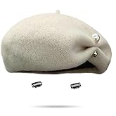 huablo French Berets Hat Premium Cashmere Beret Pearl Decorative Elegant Church Wool Hat for Women Solid Artist Hat