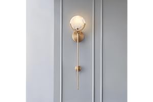 Alabaster Wall Sconce, Modern Mid Century Brass Wall Lamp with Natural Stone Shade, Wall Decor Light Fixture for Living Room 