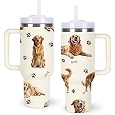 momocici Golden Retriever Tumblers.40oz Dog Tumbler with Handle Gifts for Women.40 oz Dog Lover Cup Gift.Birthday Christmas Dog Cups Tumbler Gifts for Golden Retriever Lover.