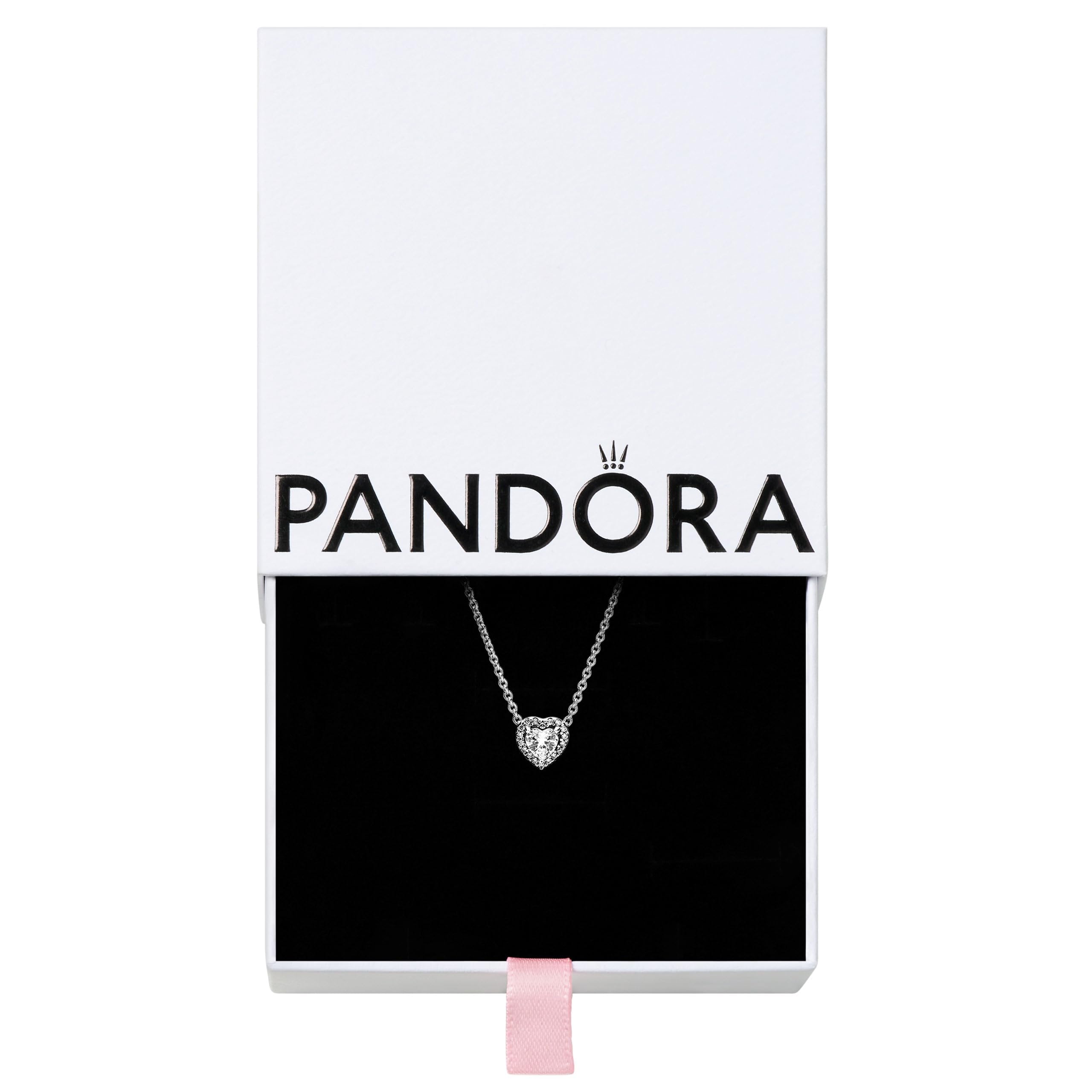 PANDORA Timeless Women's Sterling Silver Elevated Heart Cubic Zirconia Pendant Necklace, 45cm, No Box