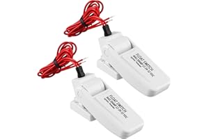 QWORK 2 Pack Heavy-Duty Automatic Boat Bilge Pump Float Switch | Moisture Tight, Ignition Protected - 12/24/32VDC, 20A, Ultra