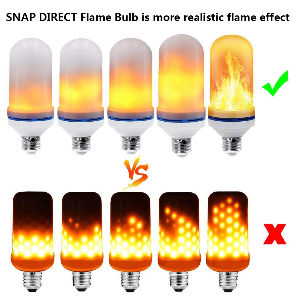 Flame Effect Light Bulb 3 Modes Flicker Effect Fire Light Built-in Gravity Sensor E26 Led Lamp Flaming Bulbs and Simulation Fire Bulb Atmosphere Decorative Vintage Flickering Bulb (1 Pack/3Modes)