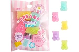 JOWXSX 5 Cute Erasers for Kids - Colorful Gummy Bear Cabochons | Erasers Animals | Interactive Eraser Pets| Cartoon Bear Pencil Erasers | Stationery Supplies or Students,Drawing and Painting Supplies