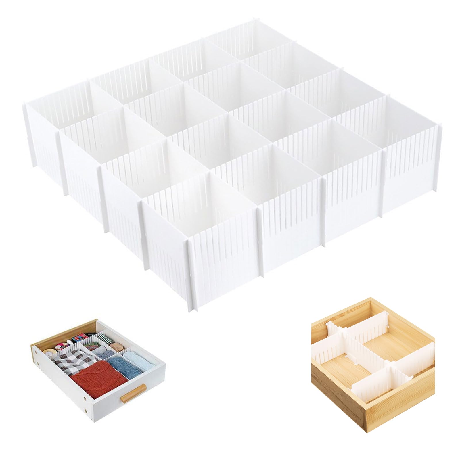 XSEXO 10 Pcs Plastic Grid Drawer Dividers, DIY Flexible Plastic Drawer Dividers for Clutter Kitchen Cutlery Dresser Makeup Tools Socks Can Help Tidy Office Desk Clinic Bedroom