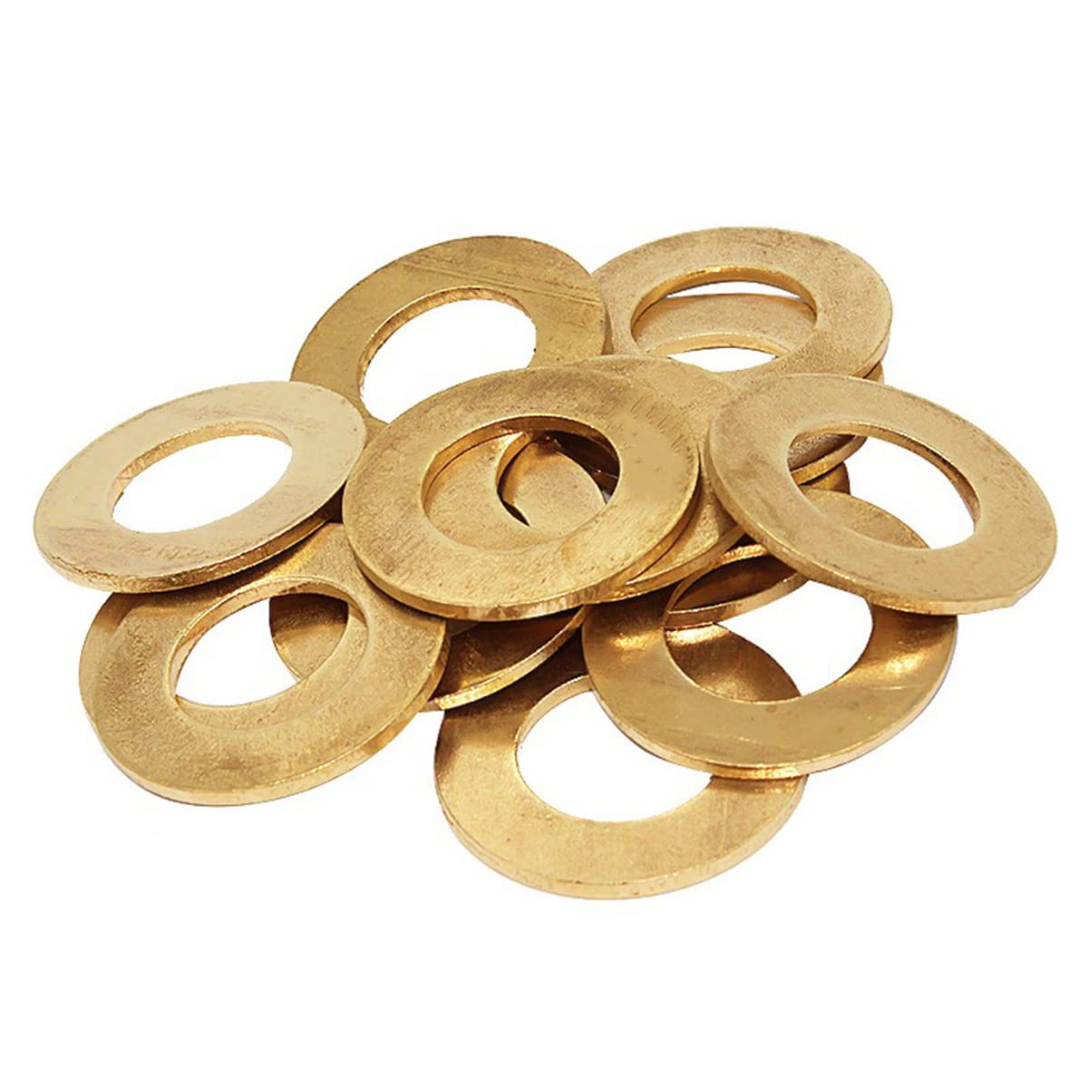 MACHSWON 10 PCS Flat Washers Brass Flat Gaskets M10 ID 20mm OD 1.5mm Thick Round Copper Rings Gasket Washer Metal Retainer Ring Screw Fastener Hardware Accessories