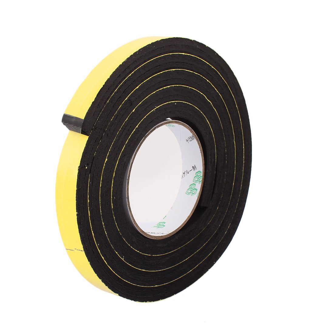 Sourcingmap Sealing Foam Tape 18mm Wide 10mm Thick 2m/6.56ft Long, Self Adhesive Shockproof Sponge Weather Strip for Window Door Insulation, Yellow Black