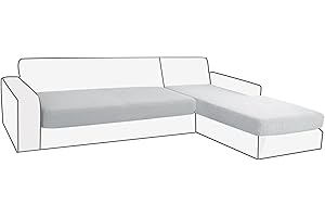 Jin Le Stretch 3 Pieces Couch Cushion Covers for Sectional Sofa Left/Right L Shape (2 Seater + 1 Chaise, Silver Gray) Jacquard Washable Chaise Lounge Sofa Seat Slipcovers Anti-Slip Sofa Covers