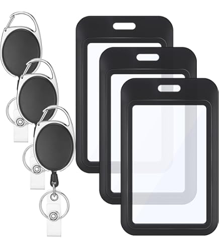 2 Pack Sliding Horizontal ID Badge Holder With Clear Window Yellow ID Card Holder Protector Pouch For Office School ID Credit Cards Proximity Key