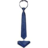 Enlision Ties for Boys Pretied Boys' Neckties Pocket Square Set Adjustable Kids Ties Graduation School Uniforms Necktie