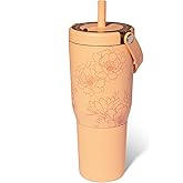 BrüMate Resa 35oz 100% Leakproof Tumbler w/Handle & Straw | Flexible SoftSip Straw | Silicone Sleeve for Durability | Stainless Steel | Cup Holder & Travel Friendly Water Bottle (Cactus Flower)